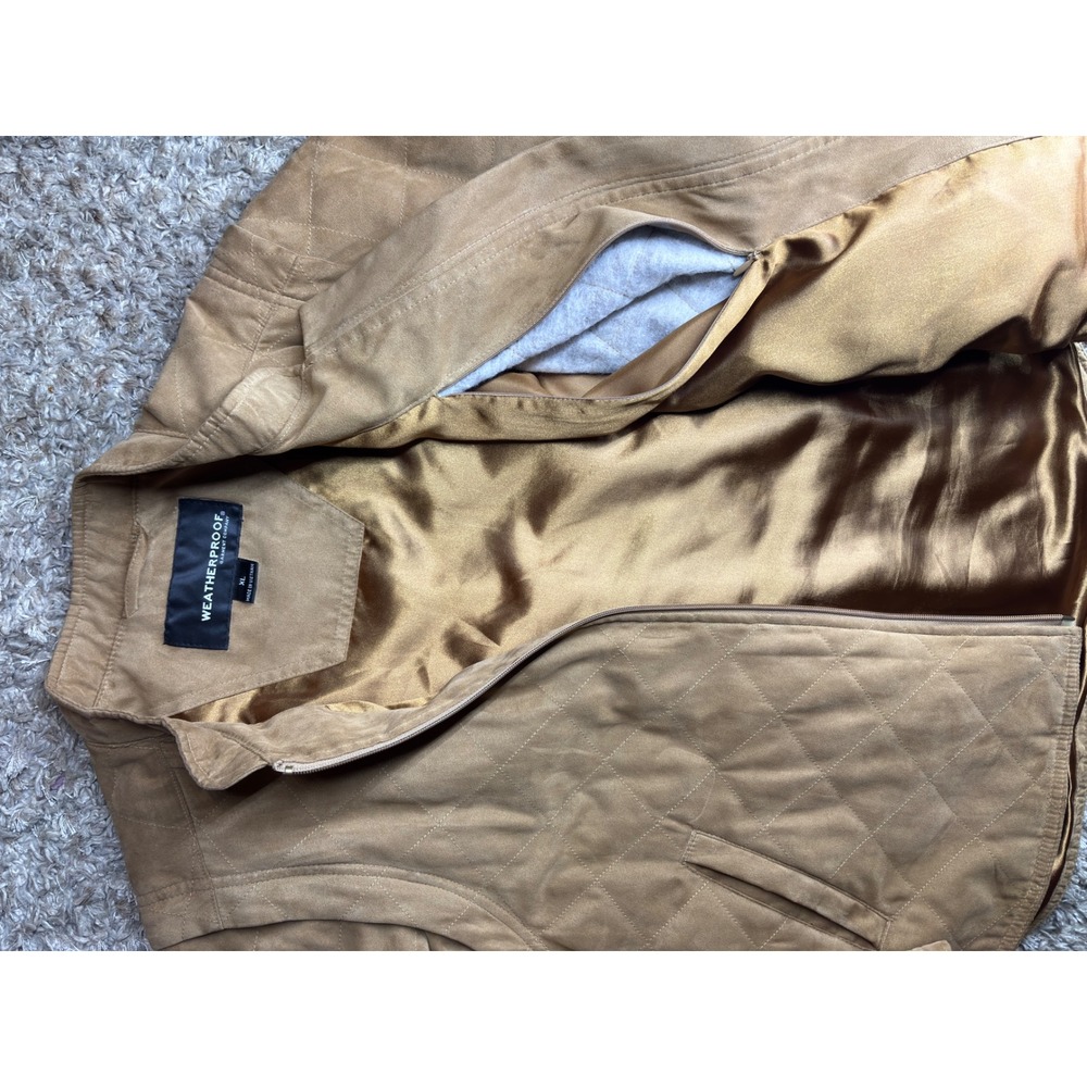 Weatherproof Tan Quilted Convertible Jacket Vest Faux Suede XL - Picture 2 of 5